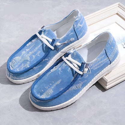 Nova Mocassins Femme Toile Jean Bleu - Style Bateau