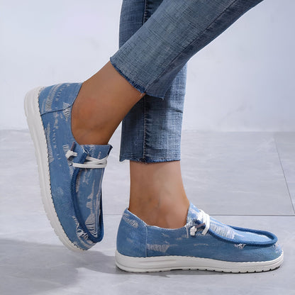 Nova Mocassins Femme Toile Jean Bleu - Style Bateau