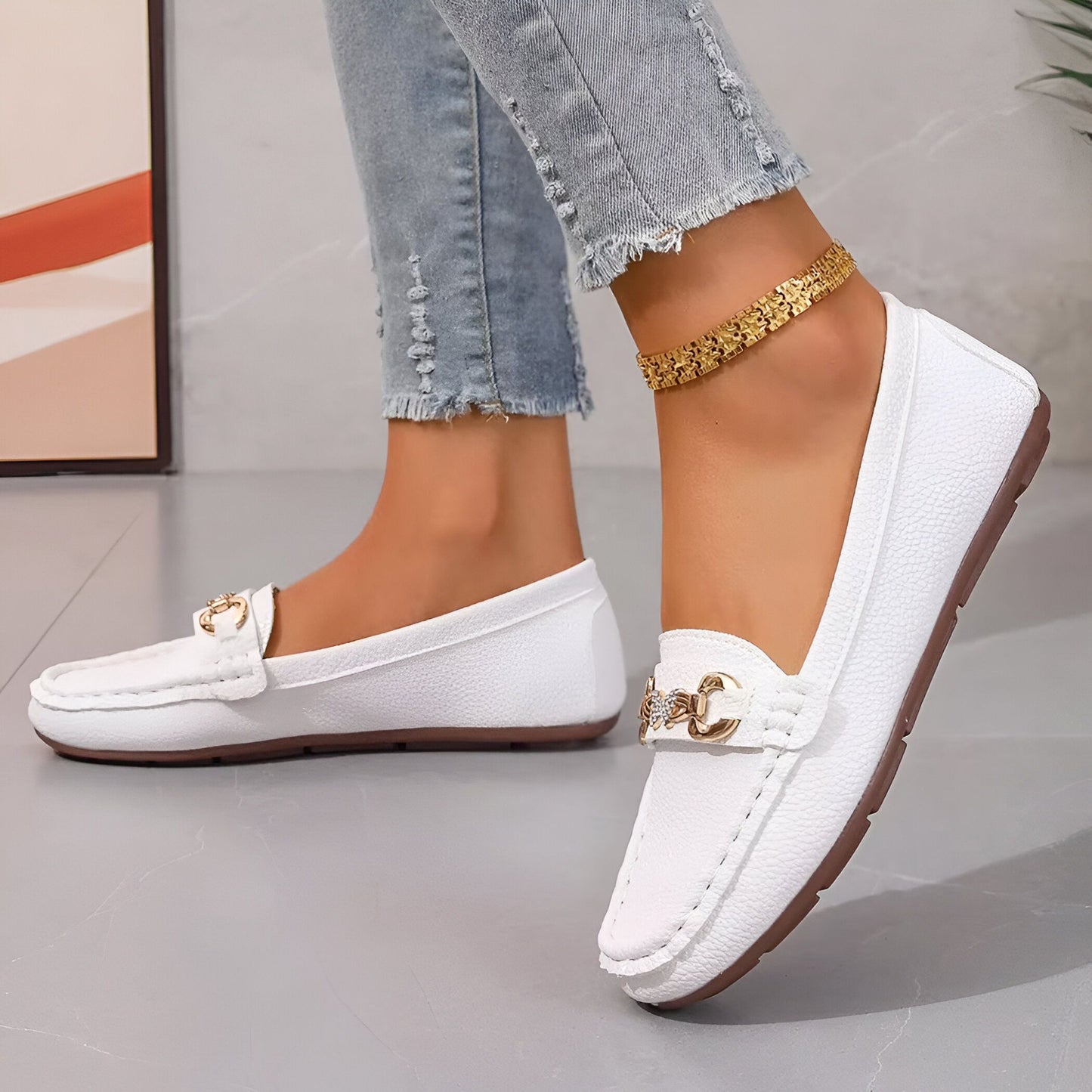 Luxora Mocassins Femme Chaîne & Strass Élégants