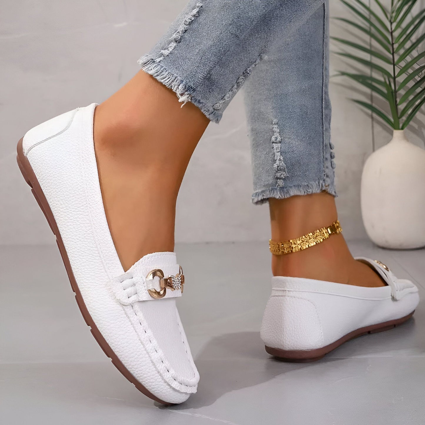 Luxora Mocassins Femme Chaîne & Strass Élégants