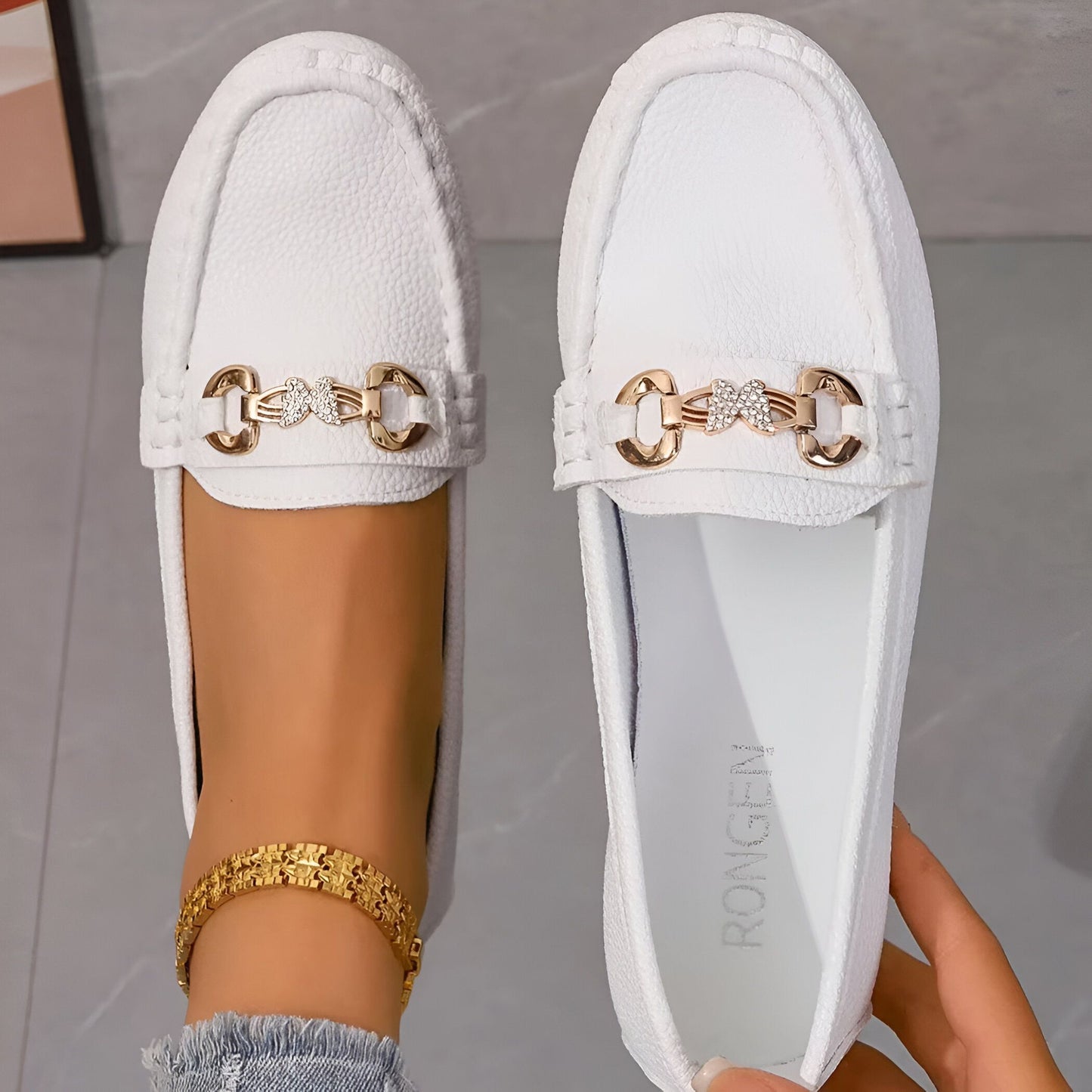 Luxora Mocassins Femme Chaîne & Strass Élégants