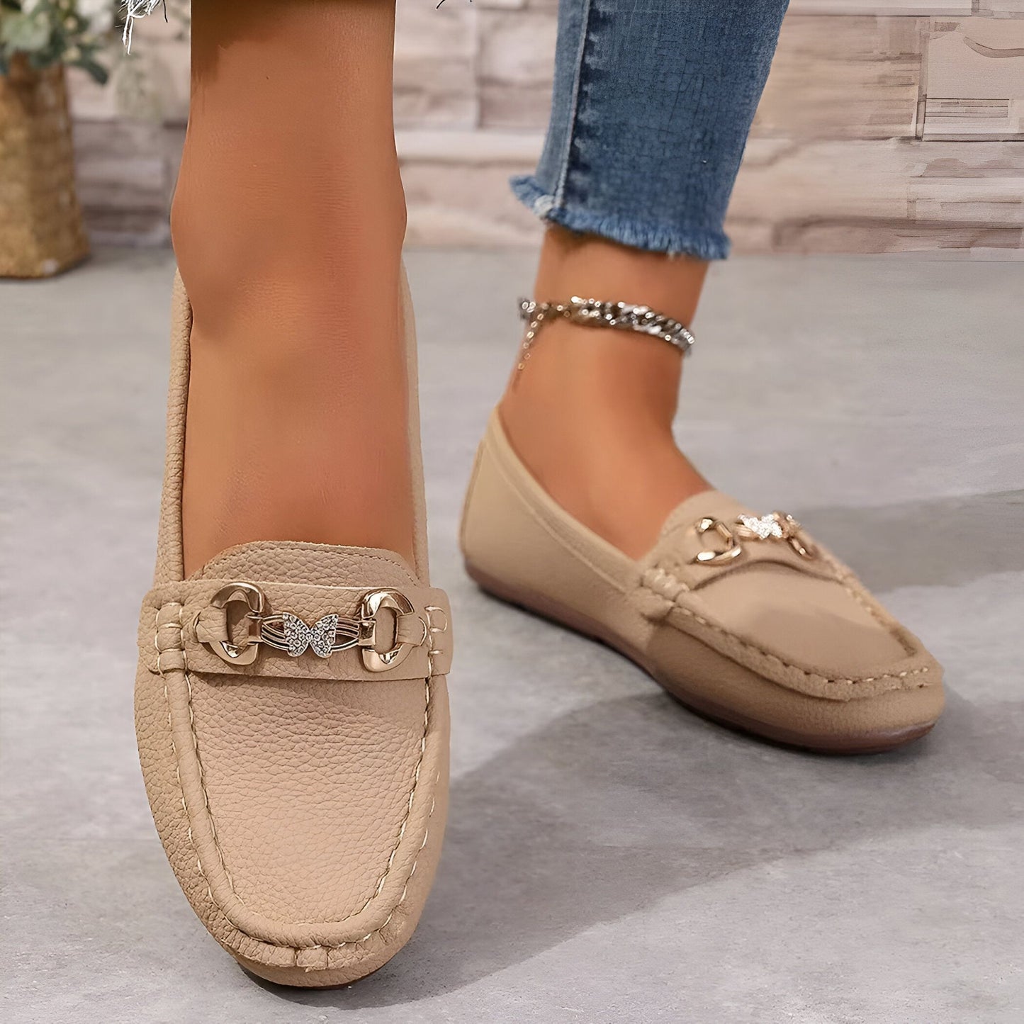 Luxora Mocassins Femme Chaîne & Strass Élégants