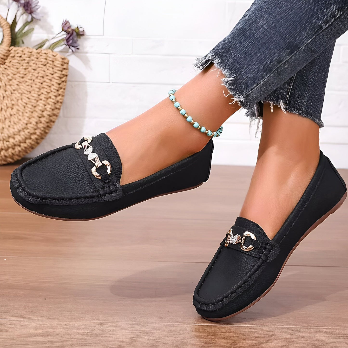 Luxora Mocassins Femme Chaîne & Strass Élégants