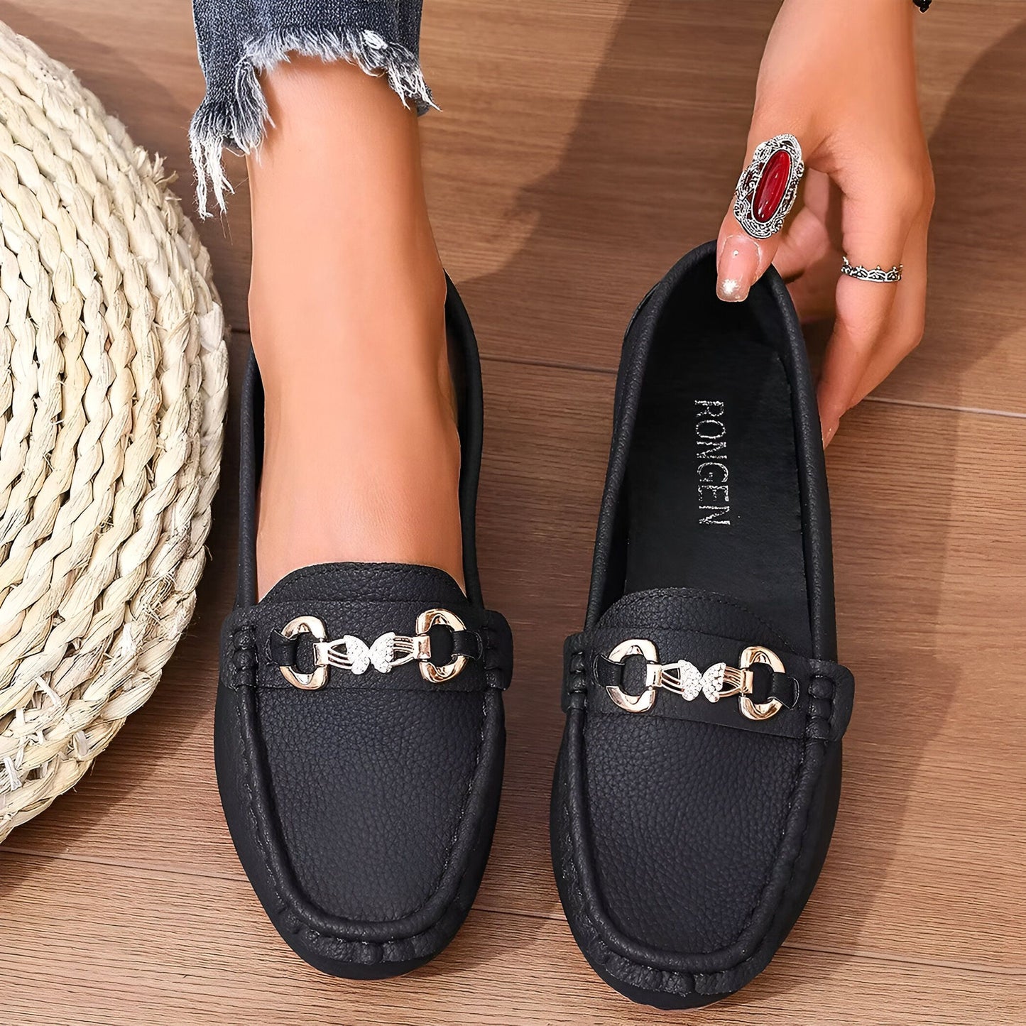 Luxora Mocassins Femme Chaîne & Strass Élégants