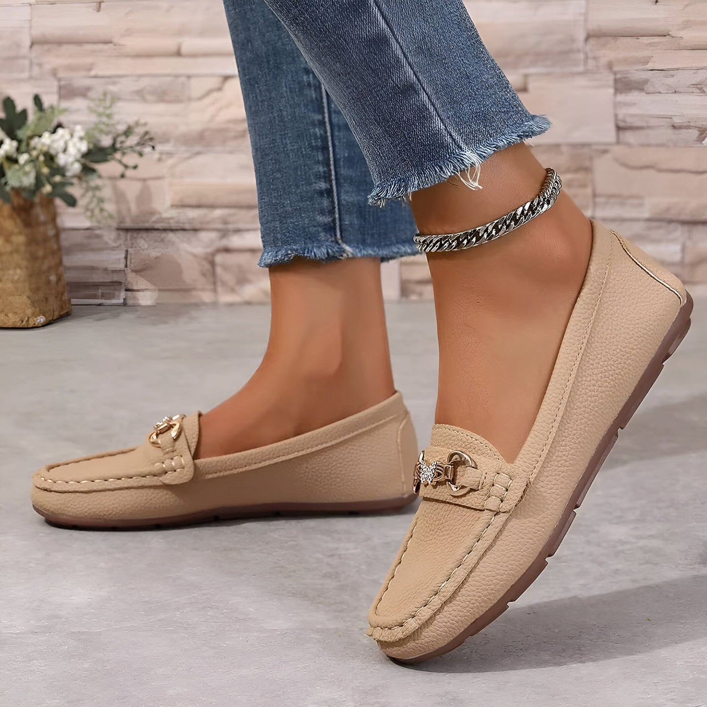 Luxora Mocassins Femme Chaîne & Strass Élégants