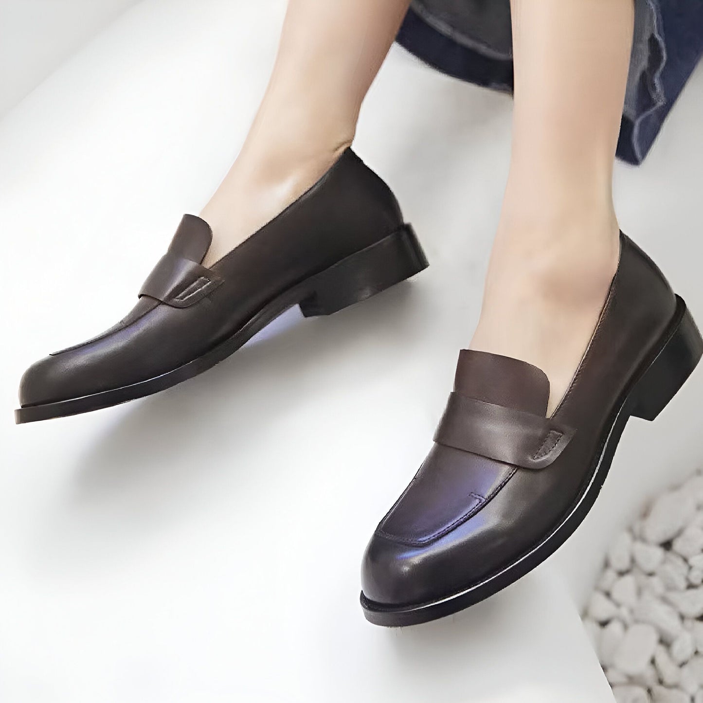 LuxeWave Mocassins Femme Cuir Véritable Élégants