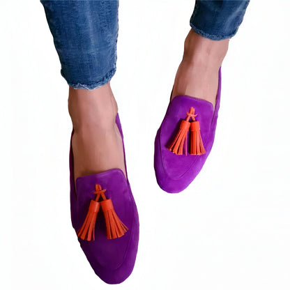 Mocassins Femme Colorés à Glands - Talons Plats Confort