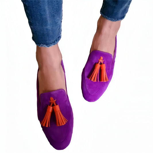 Mocassins Femme Colorés à Glands - Talons Plats Confort