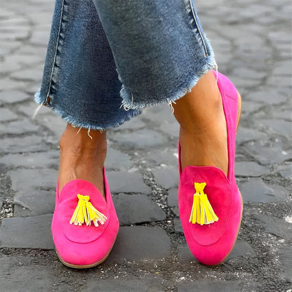 Mocassins Femme Colorés à Glands - Talons Plats Confort