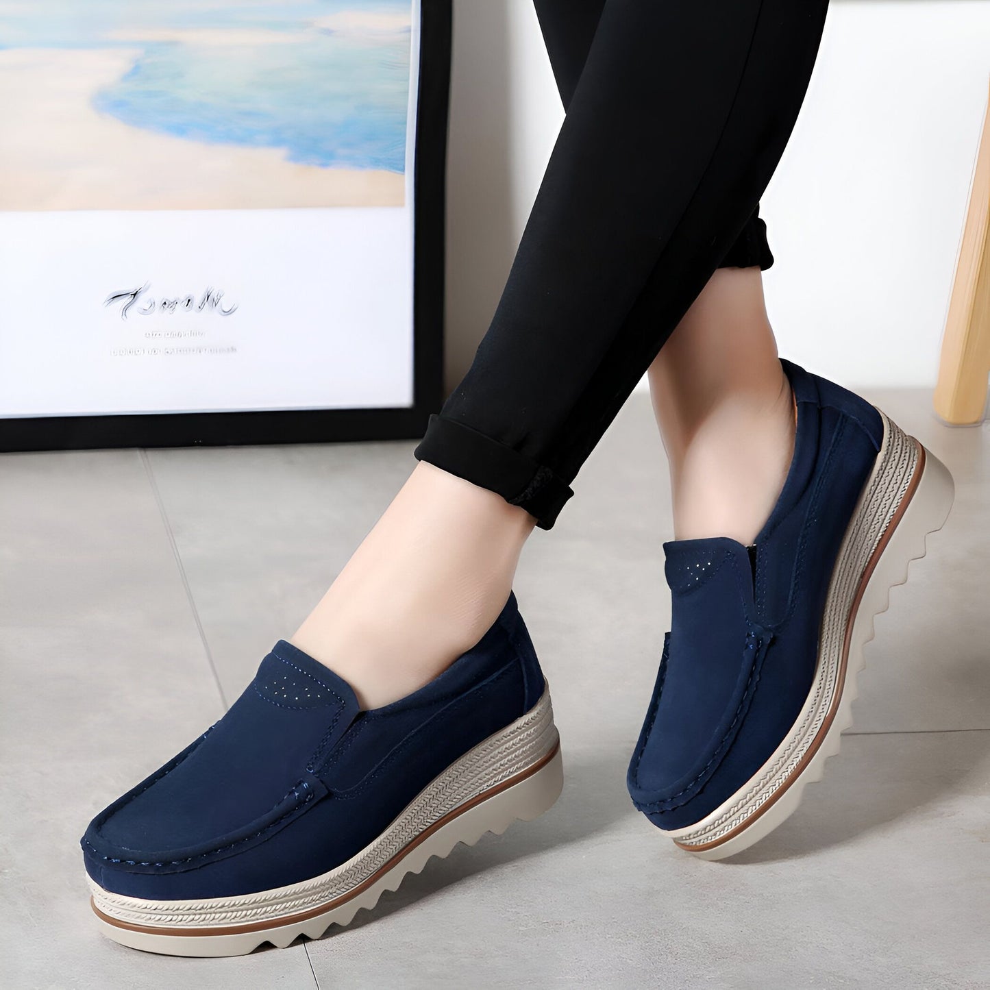 Mocassins Femme Compensés Confortables Style Polyvalent