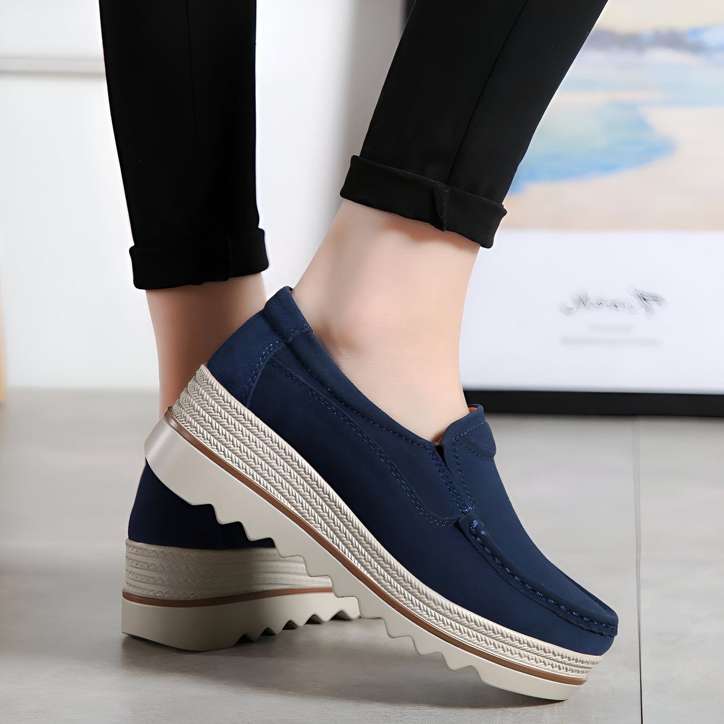 Mocassins Femme Compensés Confortables Style Polyvalent