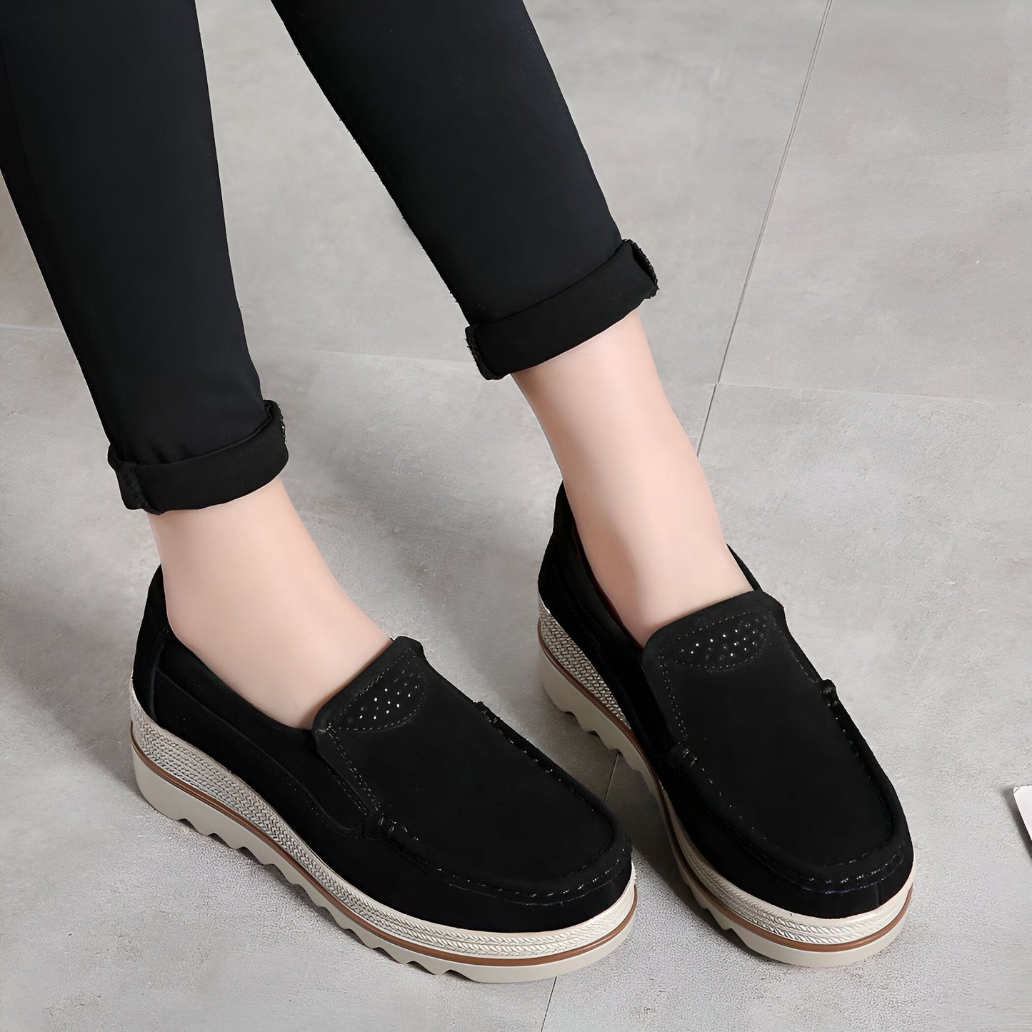 Mocassins Femme Compensés Confortables Style Polyvalent
