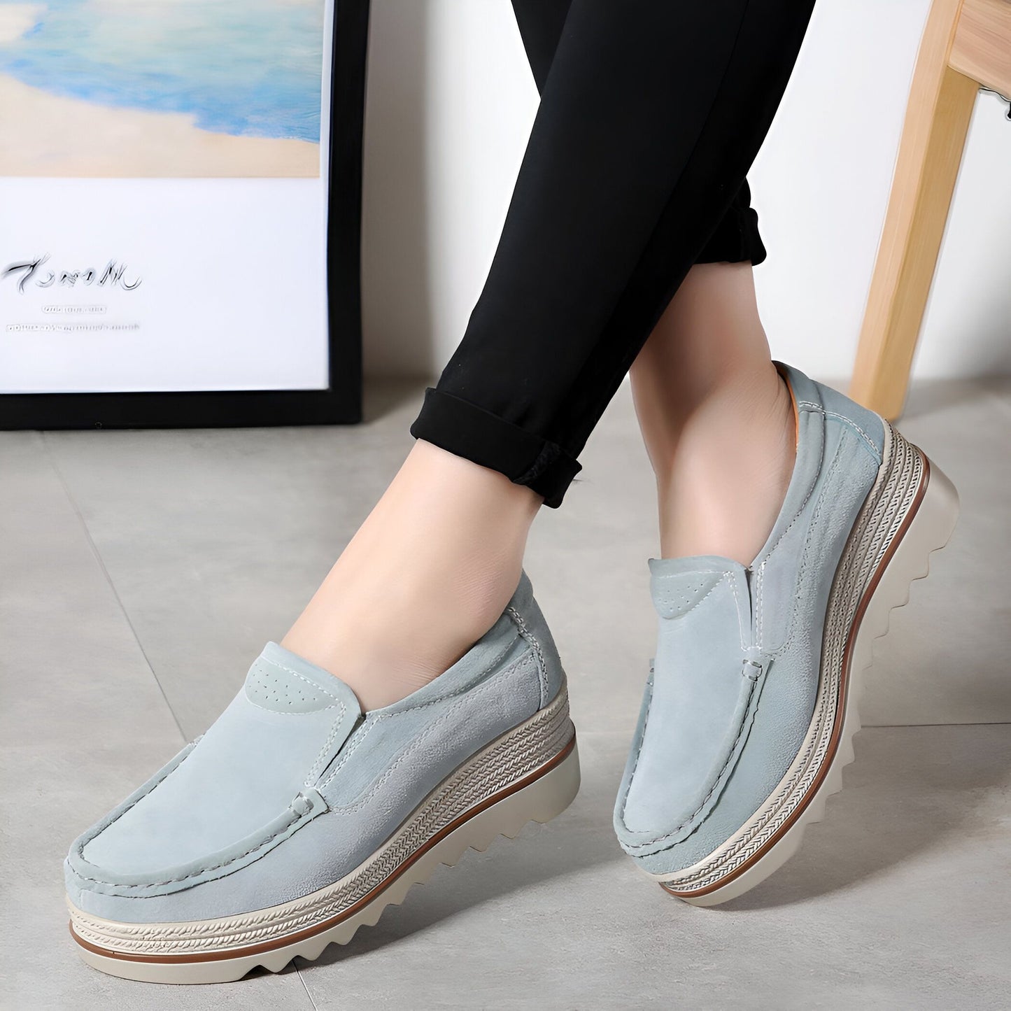 Mocassins Femme Compensés Confortables Style Polyvalent
