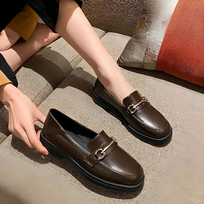 Luna Mocassins Femme Confortables Bout Rond Talon Carré
