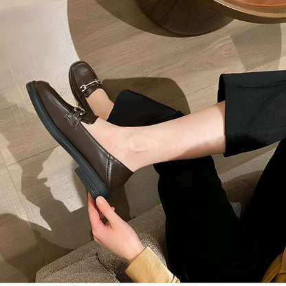 Luna Mocassins Femme Confortables Bout Rond Talon Carré