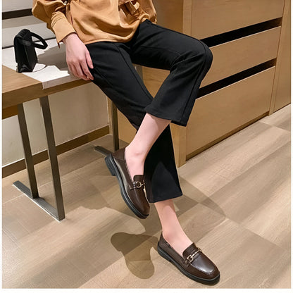 Luna Mocassins Femme Confortables Bout Rond Talon Carré