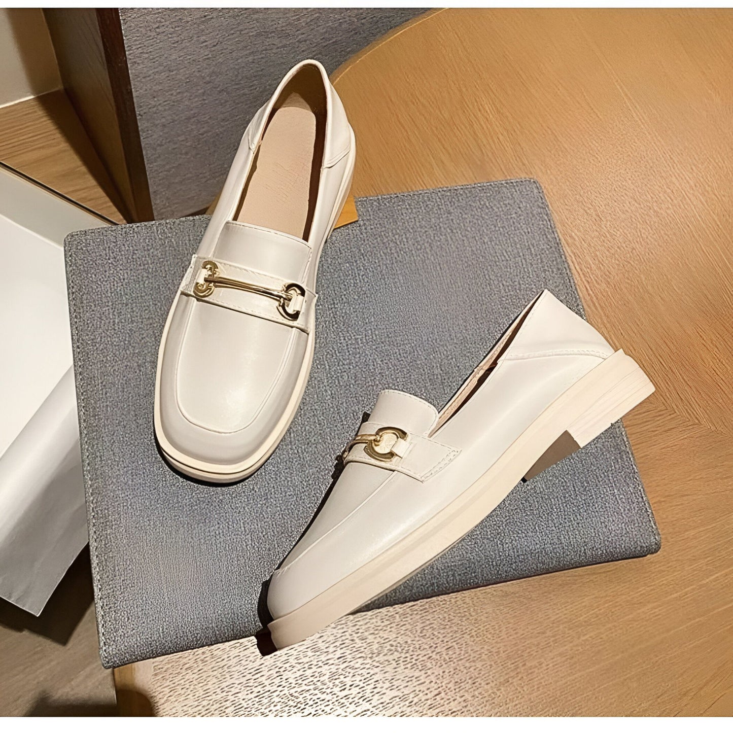 Luna Mocassins Femme Confortables Bout Rond Talon Carré