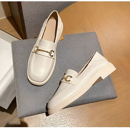 Luna Mocassins Femme Confortables Bout Rond Talon Carré