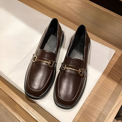 Luna Mocassins Femme Confortables Bout Rond Talon Carré