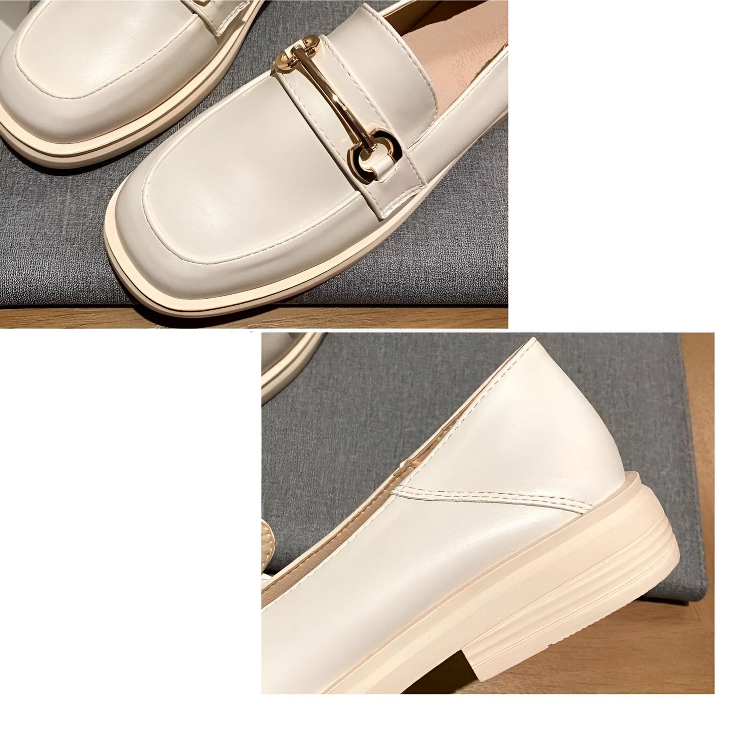 Luna Mocassins Femme Confortables Bout Rond Talon Carré