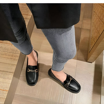 Luna Mocassins Femme Confortables Bout Rond Talon Carré