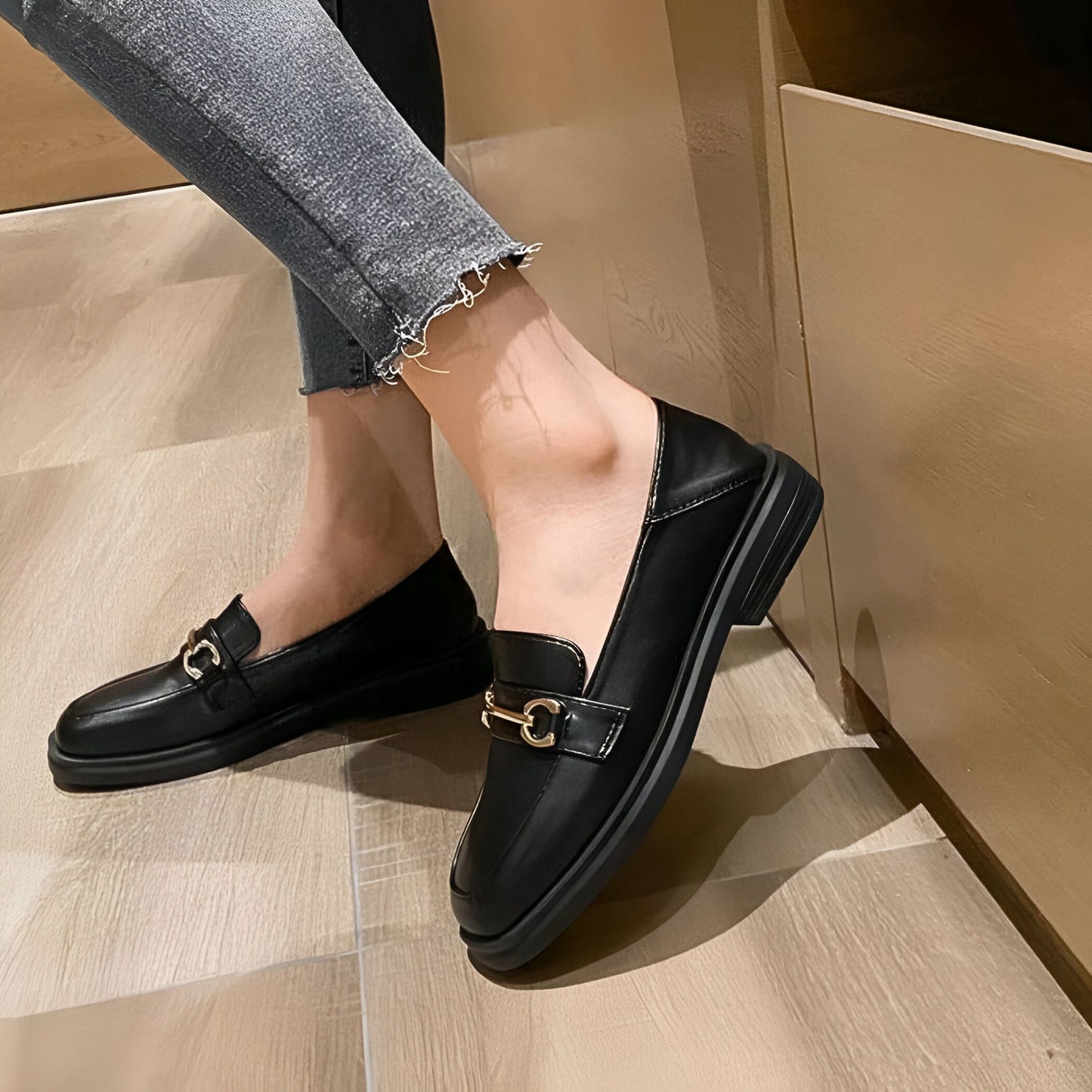 Luna Mocassins Femme Confortables Bout Rond Talon Carré