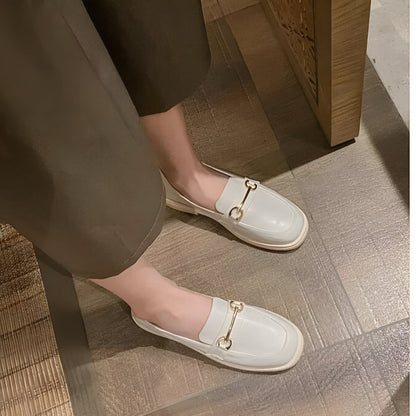 Luna Mocassins Femme Confortables Bout Rond Talon Carré