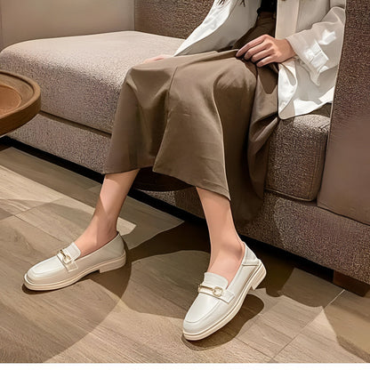 Luna Mocassins Femme Confortables Bout Rond Talon Carré