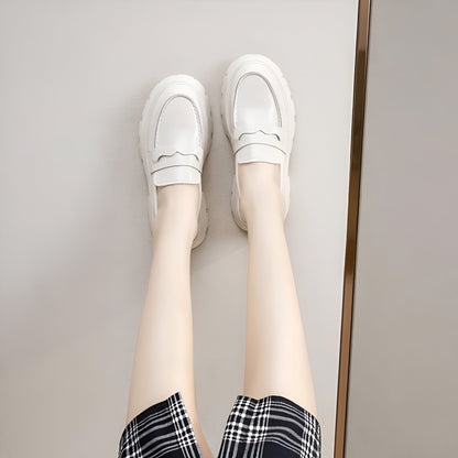 Mocassins Cuir Synthétique Femme Semelle Épaisse Confort