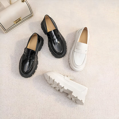 Mocassins Cuir Synthétique Femme Semelle Épaisse Confort
