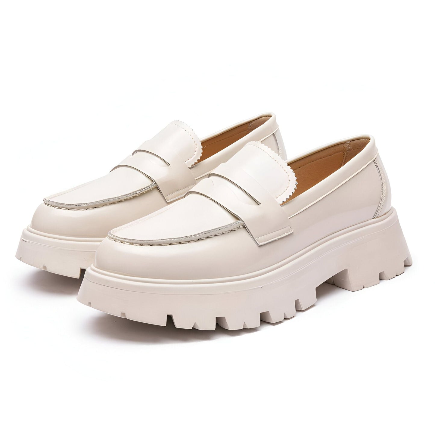 Mocassins Cuir Synthétique Femme Semelle Épaisse Confort