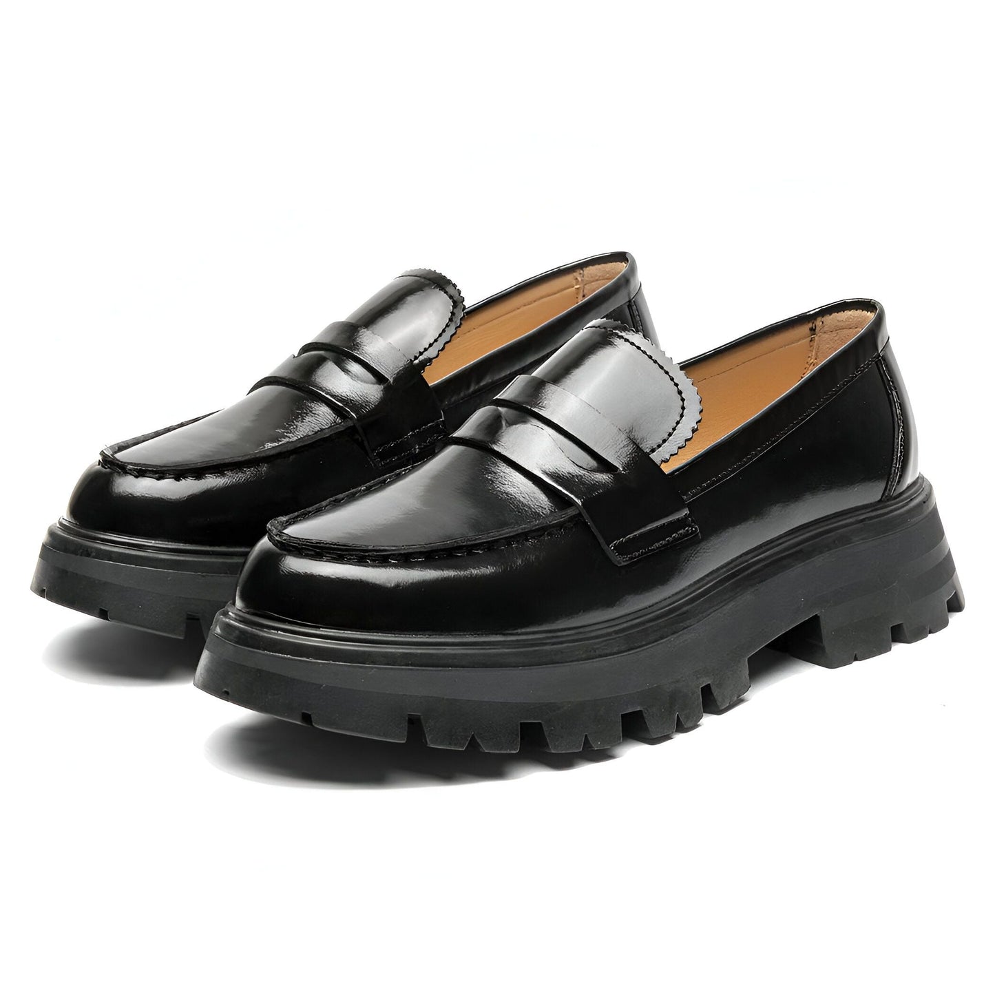 Mocassins Cuir Synthétique Femme Semelle Épaisse Confort