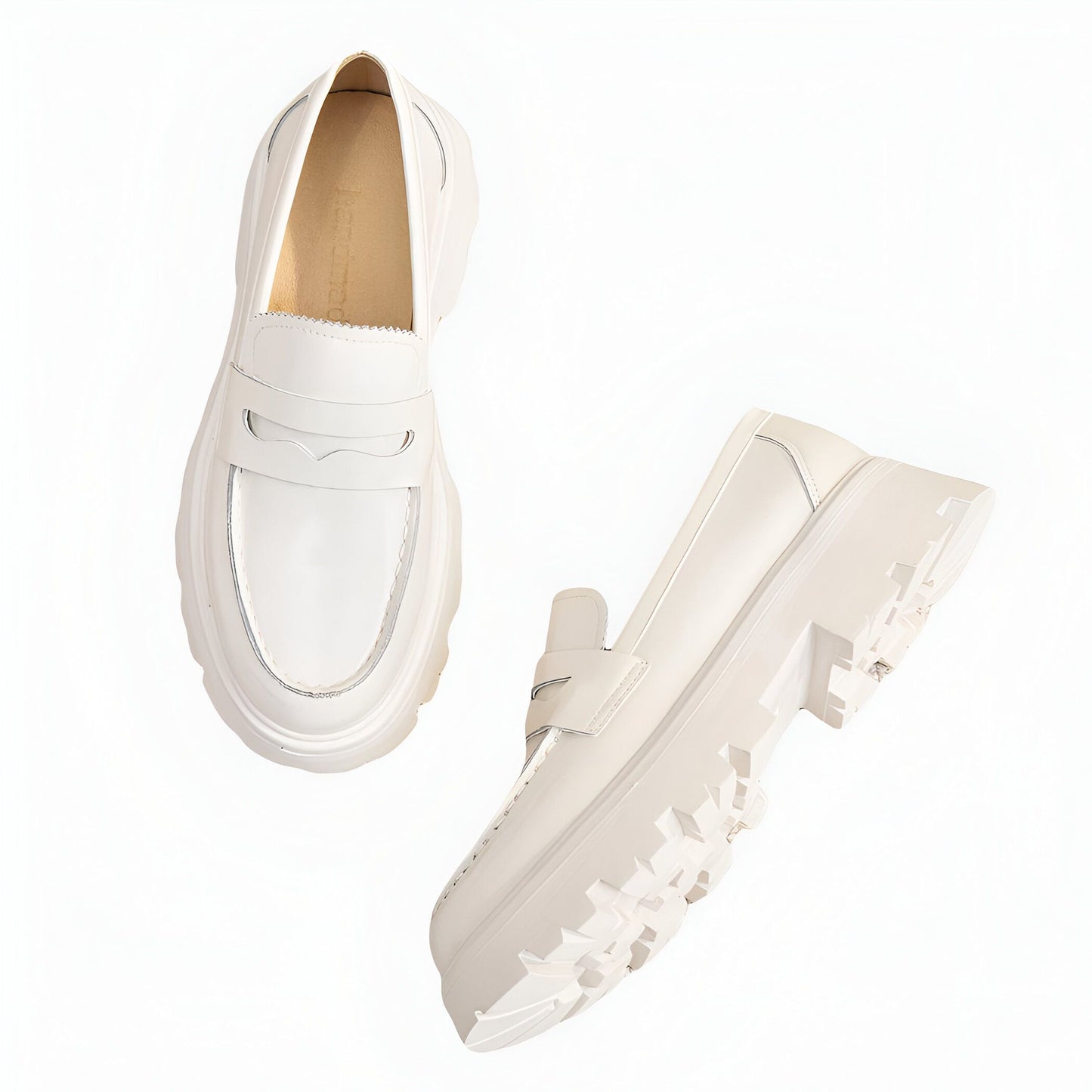 Mocassins Cuir Synthétique Femme Semelle Épaisse Confort