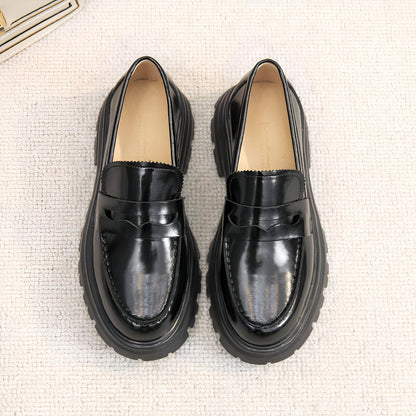Mocassins Cuir Synthétique Femme Semelle Épaisse Confort