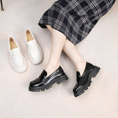 Mocassins Cuir Synthétique Femme Semelle Épaisse Confort