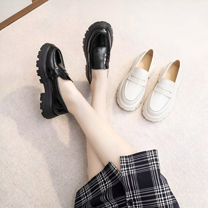 Mocassins Cuir Synthétique Femme Semelle Épaisse Confort