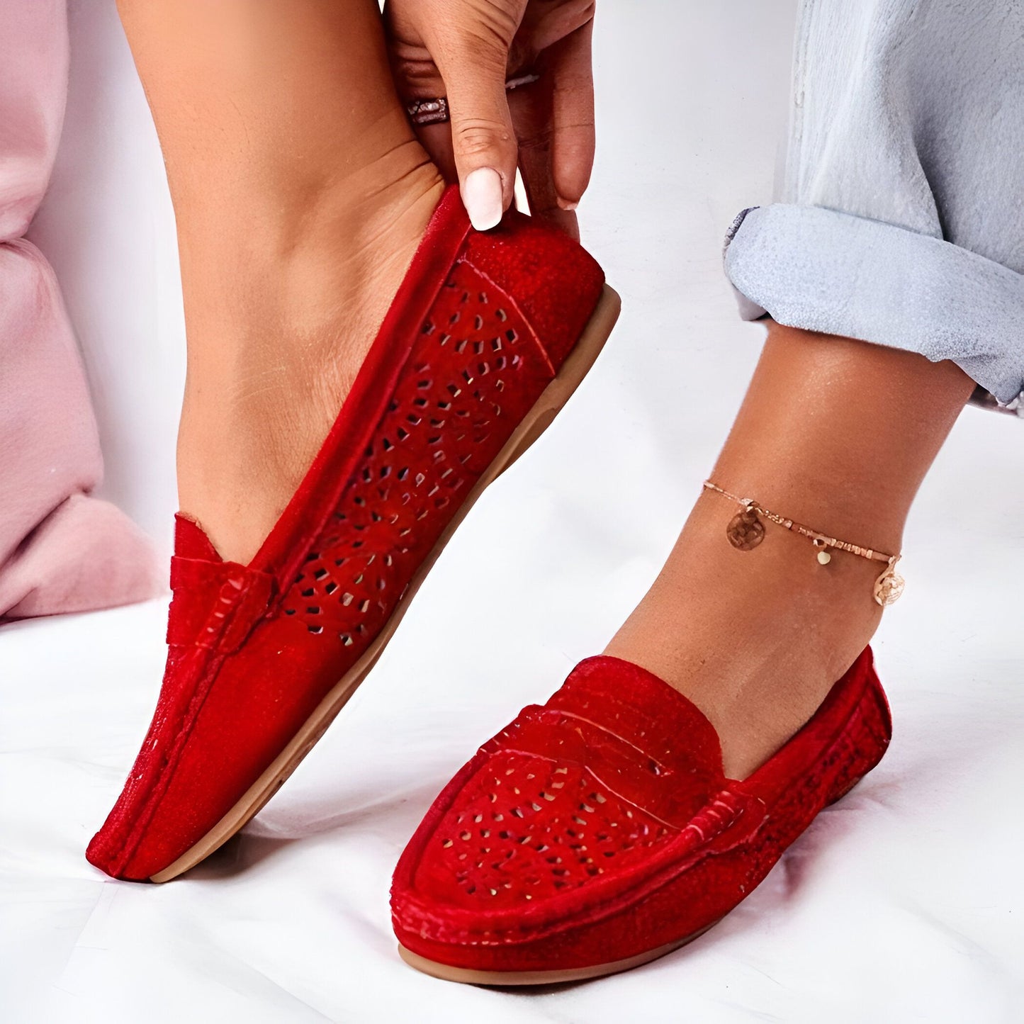 LuxeMocassins: Mocassins daim femme doux style soigné