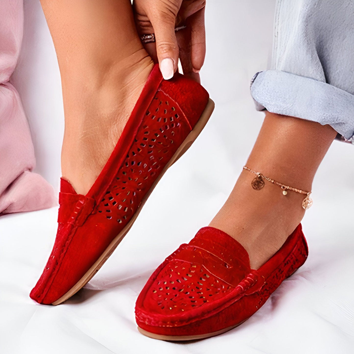 LuxeMocassins: Mocassins daim femme doux style soigné
