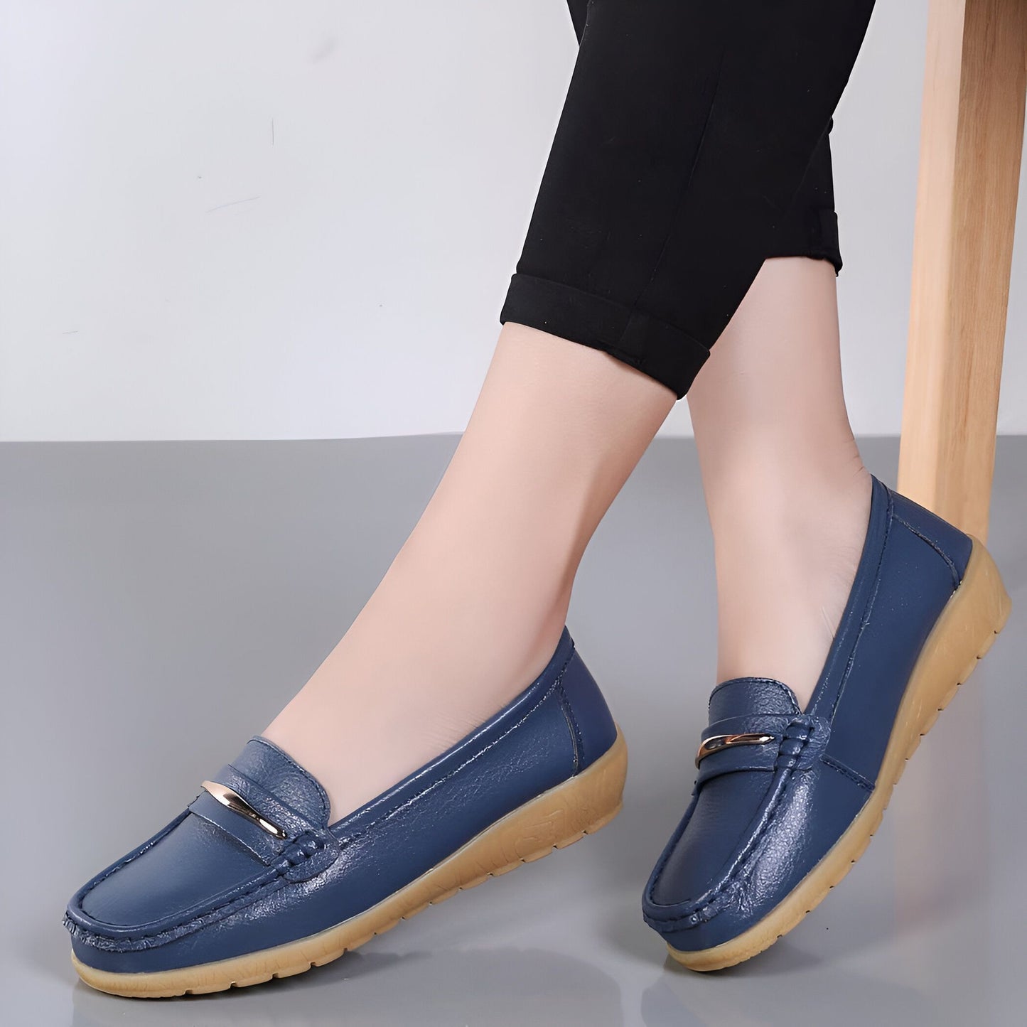 Mocassins Femme Confort Cuir Végan Barrette Métallique®