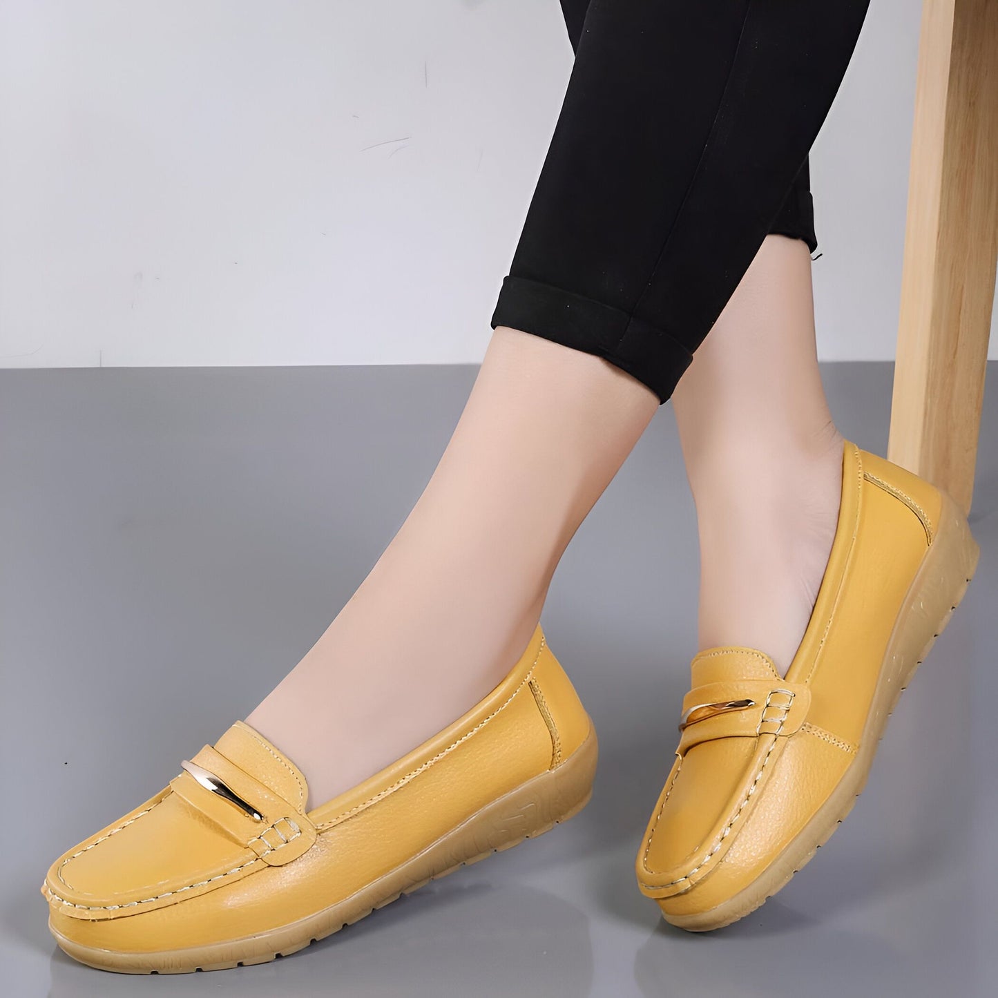 Mocassins Femme Confort Cuir Végan Barrette Métallique®
