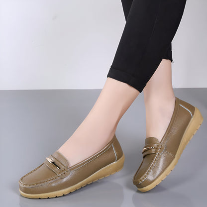 Mocassins Femme Confort Cuir Végan Barrette Métallique®