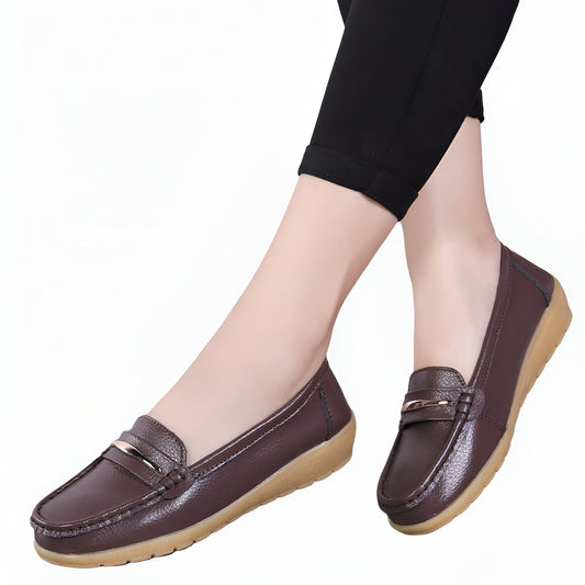 Mocassins Femme Confort Cuir Végan Barrette Métallique®