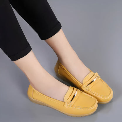 Mocassins Femme Confort Cuir Végan Barrette Métallique®