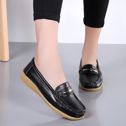 Mocassins Femme Confort Cuir Végan Barrette Métallique®
