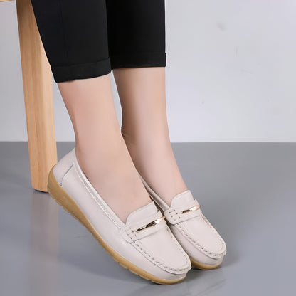 Mocassins Femme Confort Cuir Végan Barrette Métallique®