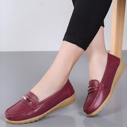 Mocassins Femme Confort Cuir Végan Barrette Métallique®