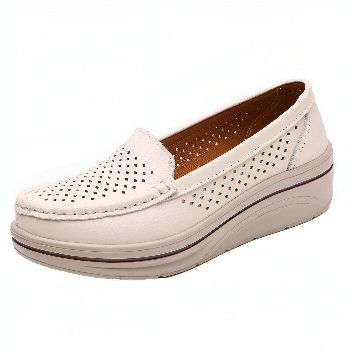 Nova Mocassins Femme Respirants Cuir Végan Perforé