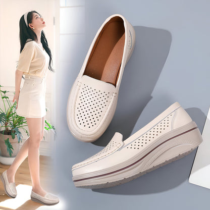Nova Mocassins Femme Respirants Cuir Végan Perforé