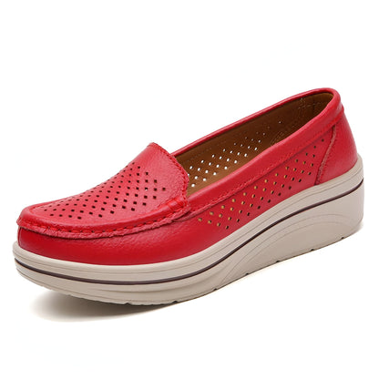 Nova Mocassins Femme Respirants Cuir Végan Perforé