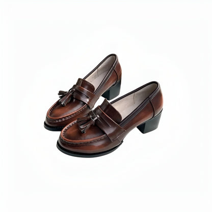 Noblesse Mocassins femme cuir à glands, talon carré